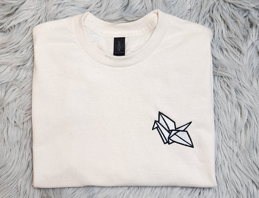 Paper Crane Embroidered Crewneck - Origami Embroidered Crewneck - Origami Pocket logo - T-Shirt - Sweatshirt - Hoodie