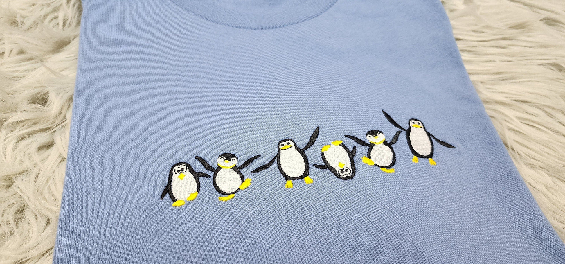 Cute Penguins Embroidered Crewneck - Penguin Embroidery - Embroidered Funny Penguins Crew - T-Shirt - Sweatshirt - Hoodie