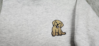 Golden Retriever Embroidered Crewneck - Golden Lab Crew - Golden Retriever Pocket logo - T- Shirt - Sweatshirt or Hooded Sweatshirt