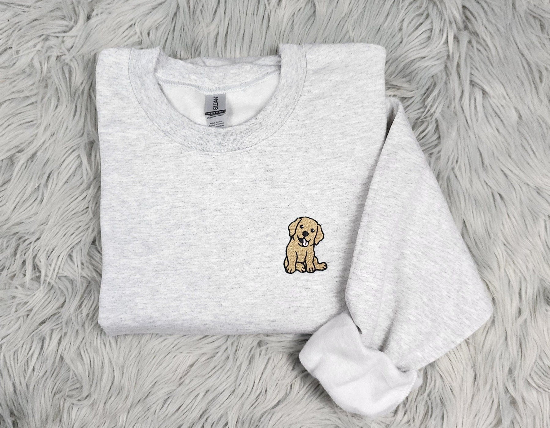 Golden Retriever Embroidered Crewneck - Golden Lab Crew - Golden Retriever Pocket logo - T- Shirt - Sweatshirt or Hooded Sweatshirt