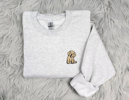 Golden Retriever Embroidered Crewneck - Golden Lab Crew - Golden Retriever Pocket logo - T- Shirt - Sweatshirt or Hooded Sweatshirt
