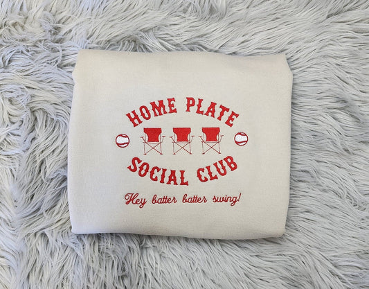 Embroidered Softball Home Plate Shirt - Embroidered Softball Unisex Crewneck T-Shirt - Sweatshirt or Hooded Sweatshirt