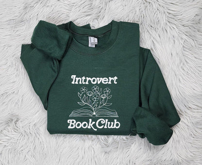 Embroidered Introvert  Book Club Crewneck - Save Water Drink Margaritas Shirt - Margarita Embroidery - T-Shirt - Sweatshirt - Hoodie