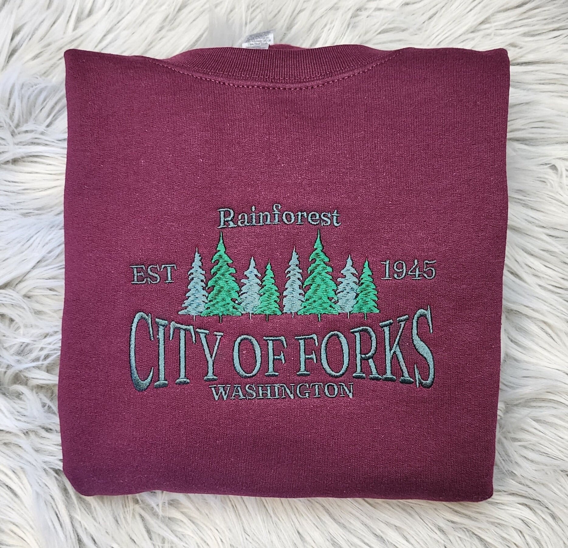Embroidered City Of Forks Sweatshirt - City Of Forks Washington Unisex Sweatshirt great for men and women Sweatshirt or Hooded Sweatshirt
