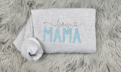 Boy Mama Delicate Embroidered Crewneck - Boy Mom Gift - Pregnancy Announcement Shirt - Mother's Day Gift