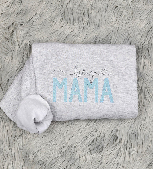 Boy Mama Delicate Embroidered Crewneck - Boy Mom Gift - Pregnancy Announcement Shirt - Mother's Day Gift