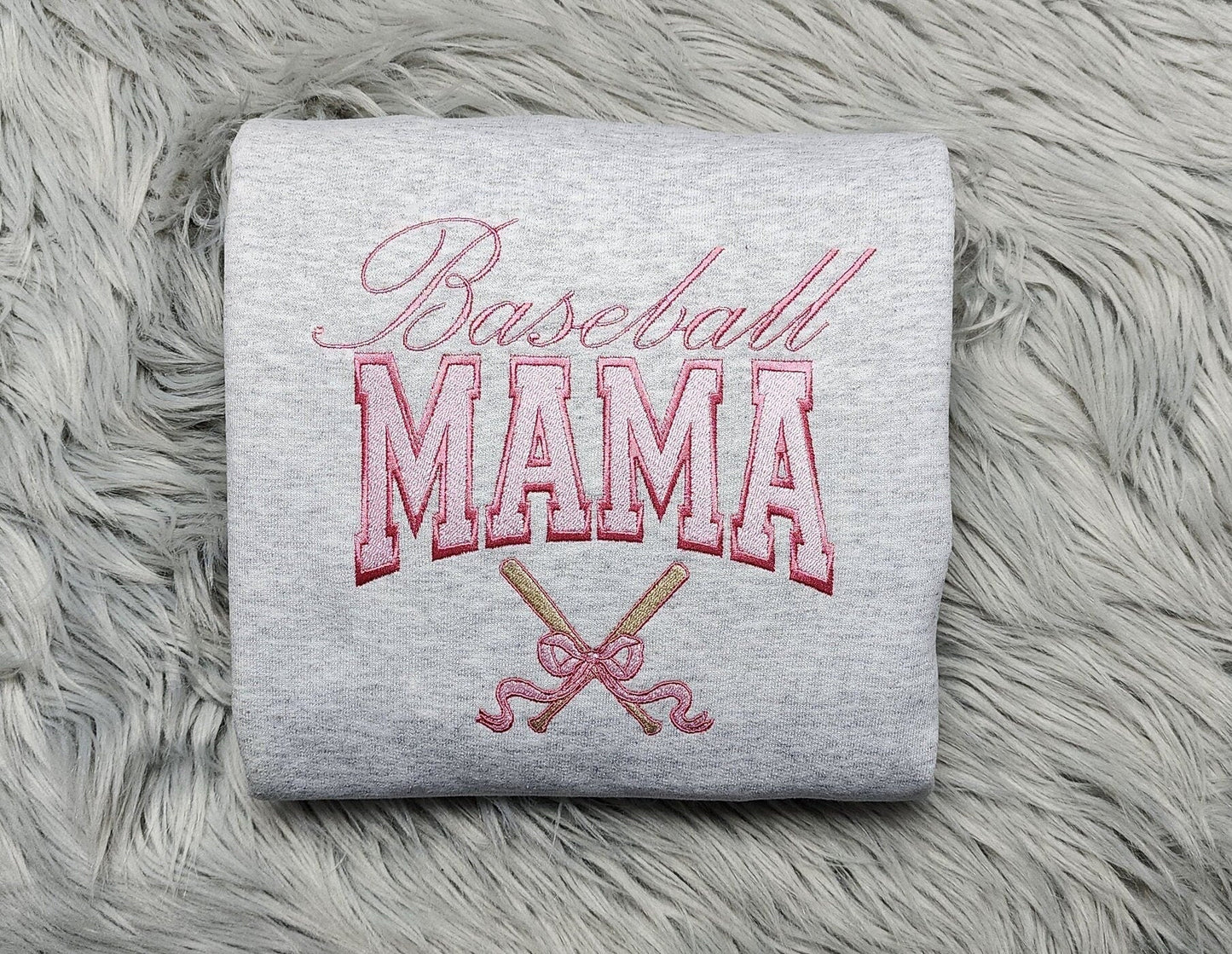 Baseball Mama Embroidered Crewneck - Baseball Mom Embroidery - Cute Mama Shirt - CrewneckT-Shirt, Sweatshirt or Hoodie - Gift for Her