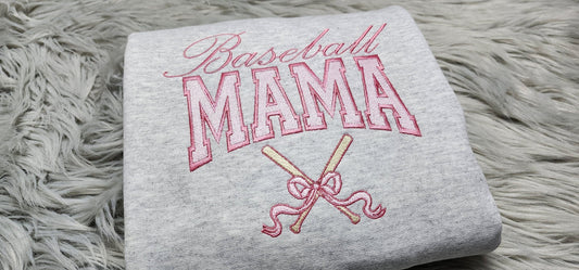 Baseball Mama Embroidered Crewneck - Baseball Mom Embroidery - Cute Mama Shirt - CrewneckT-Shirt, Sweatshirt or Hoodie - Gift for Her
