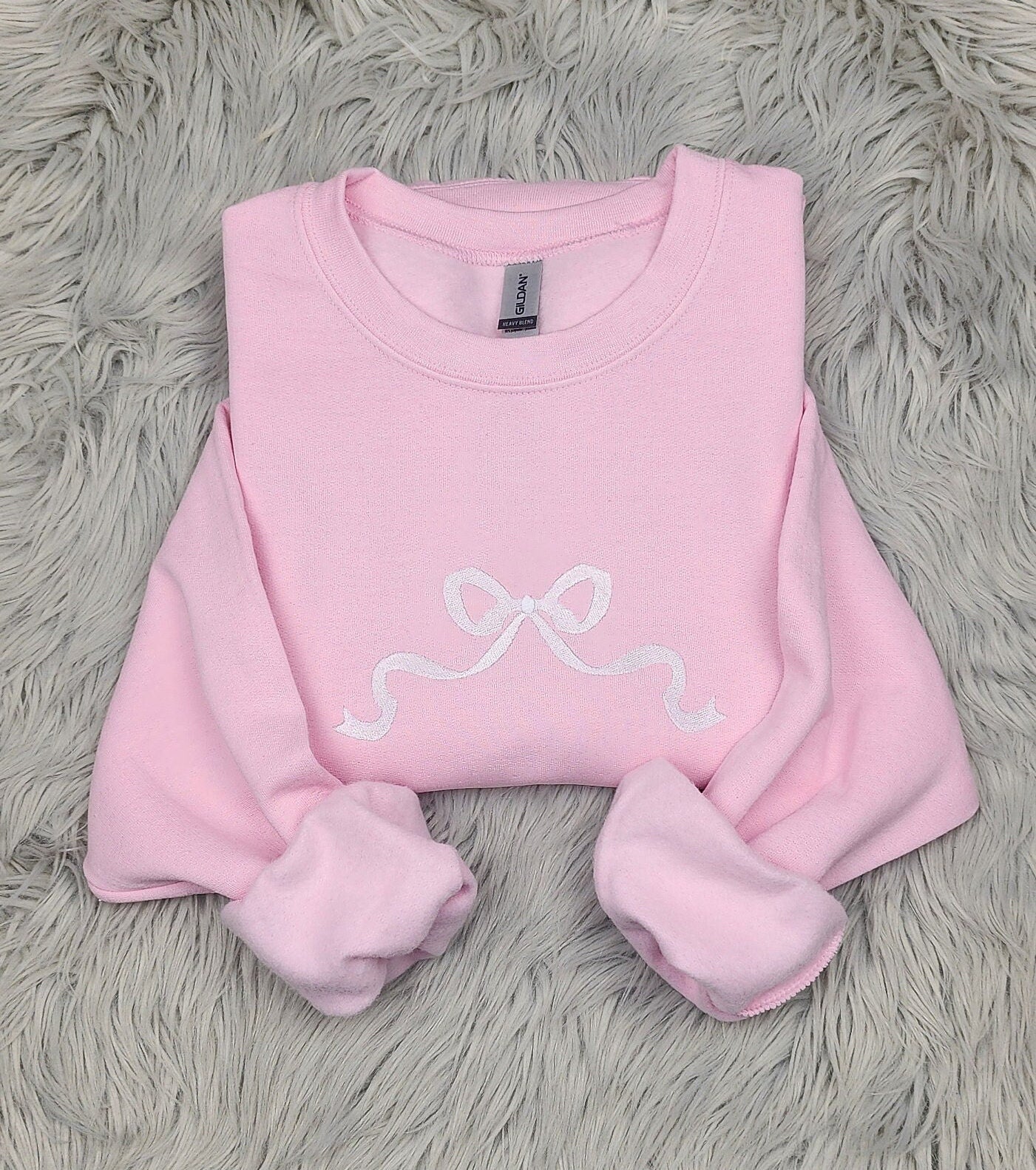 Embroidered Bow Ribbon - Delicate Bow Embroidery - Cute Bow Unisex Crewneck - Crewneck Sweatshirt or Hoodie - Gift for Her