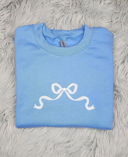 Embroidered Bow Ribbon - Delicate Bow Embroidery - Cute Bow Unisex Crewneck - Crewneck Sweatshirt or Hoodie - Gift for Her