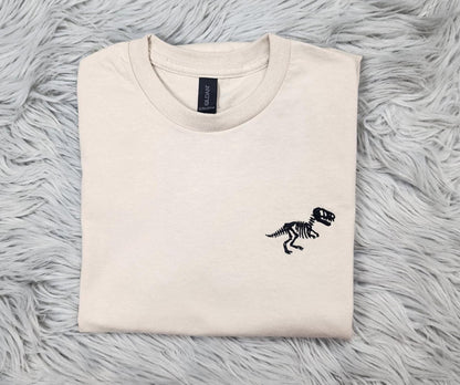 T-Rex Embroidered Crewneck - T-Rex Skeleton -  Dinosaur Fossils Pocket Logo - T-Shirt - Sweatshirt - Hoodie