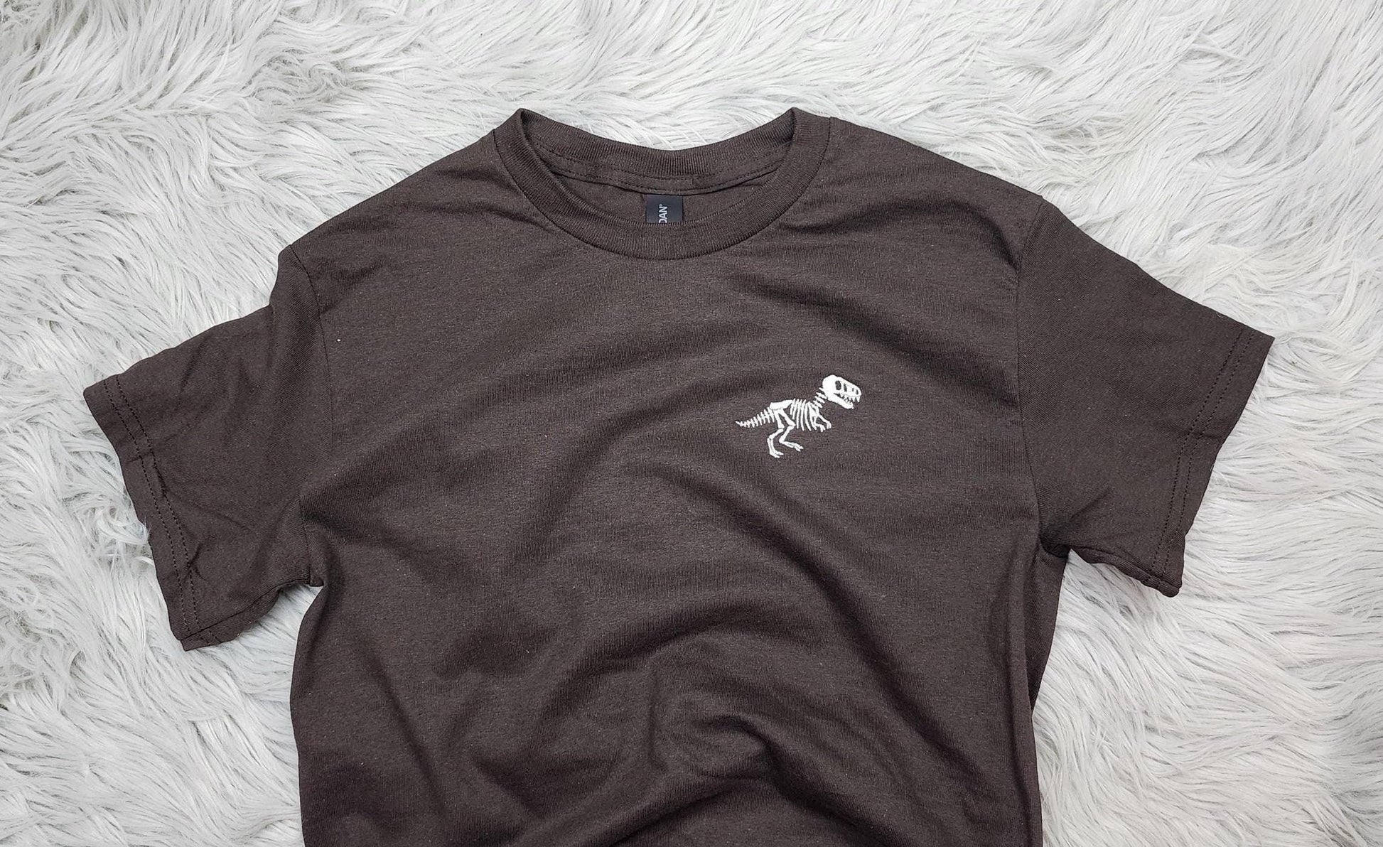 T-Rex Embroidered Crewneck - T-Rex Skeleton -  Dinosaur Fossils Pocket Logo - T-Shirt - Sweatshirt - Hoodie