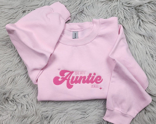 In my Auntie Era Embroidered Crewneck - Gift For Auntie -  Best Aunt  Unisex Crewneck or Hoodie - Add Custom Sleeve Embroidery