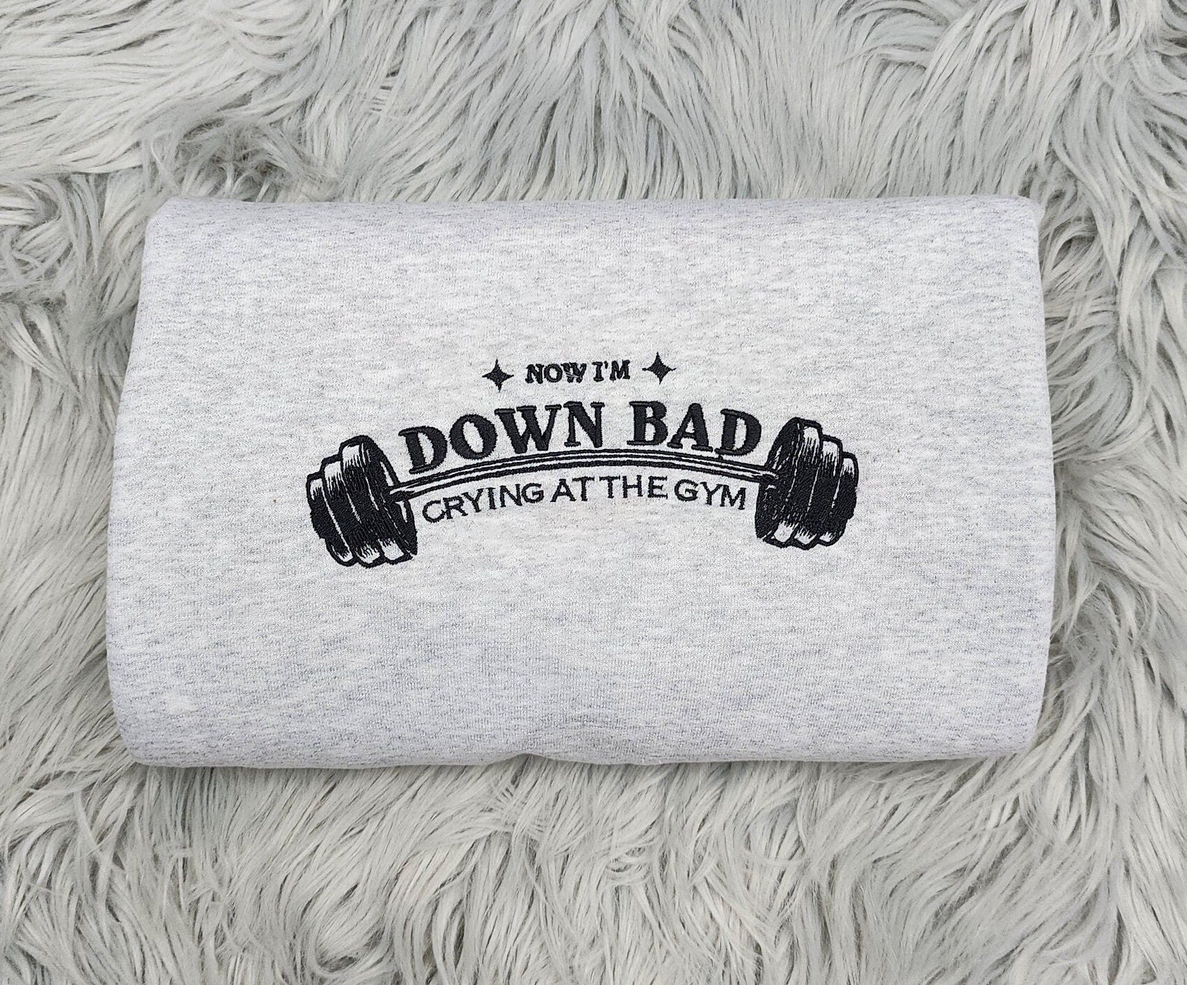 Down Bad Crying At the Gym Embroidered Crewneck - TTPD Crewneck - Embroidered  Poetry Crewneck - Fast Shipping
