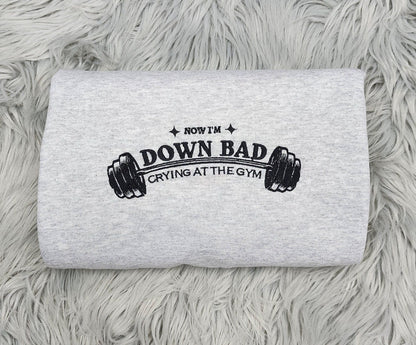 Down Bad Crying At the Gym Embroidered Crewneck - TTPD Crewneck - Embroidered  Poetry Crewneck - Fast Shipping