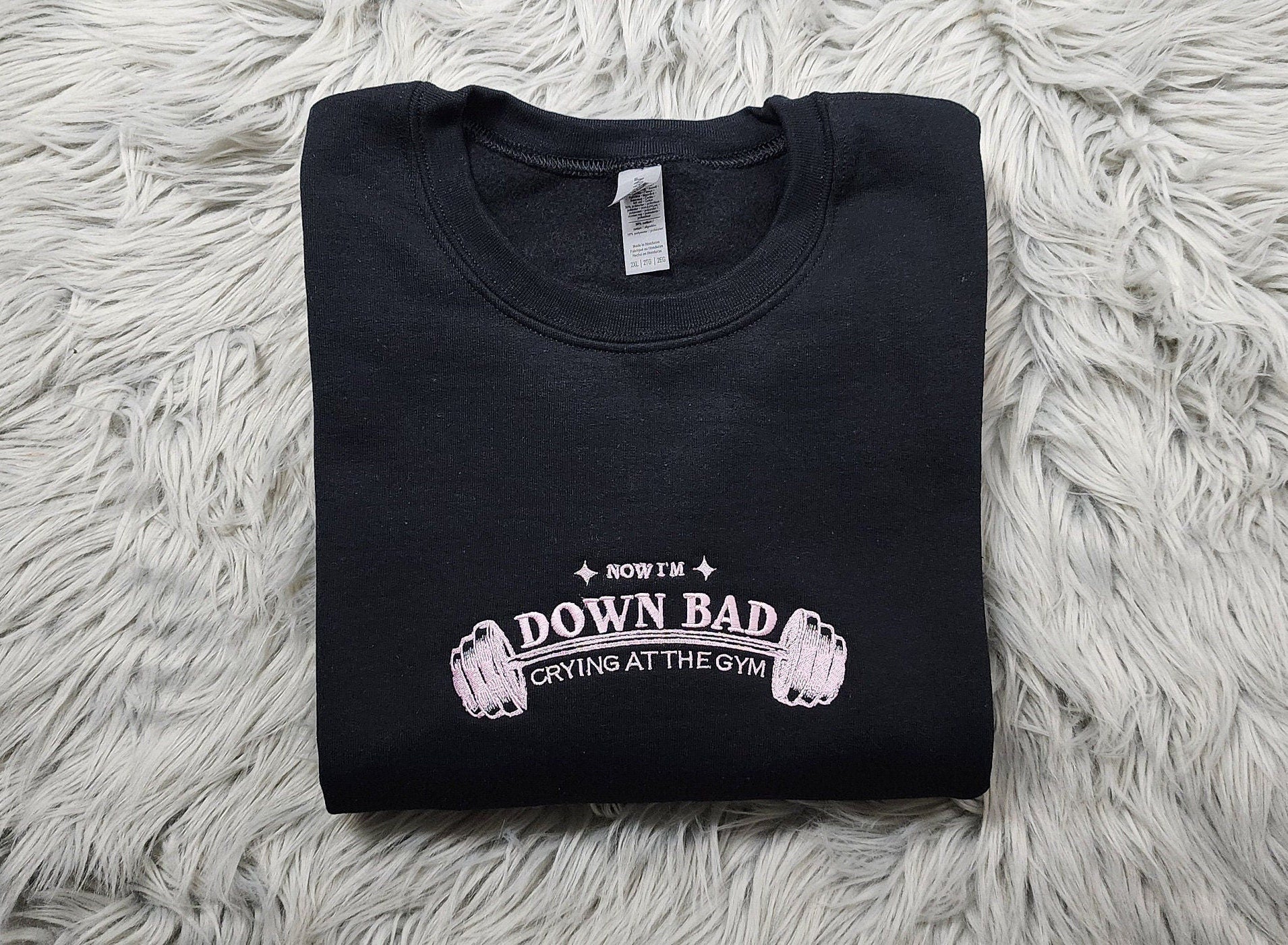 Down Bad Crying At the Gym Embroidered Crewneck - TTPD Crewneck - Embroidered  Poetry Crewneck - Fast Shipping