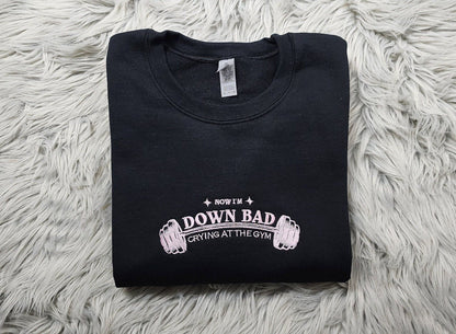 Down Bad Crying At the Gym Embroidered Crewneck - TTPD Crewneck - Embroidered  Poetry Crewneck - Fast Shipping