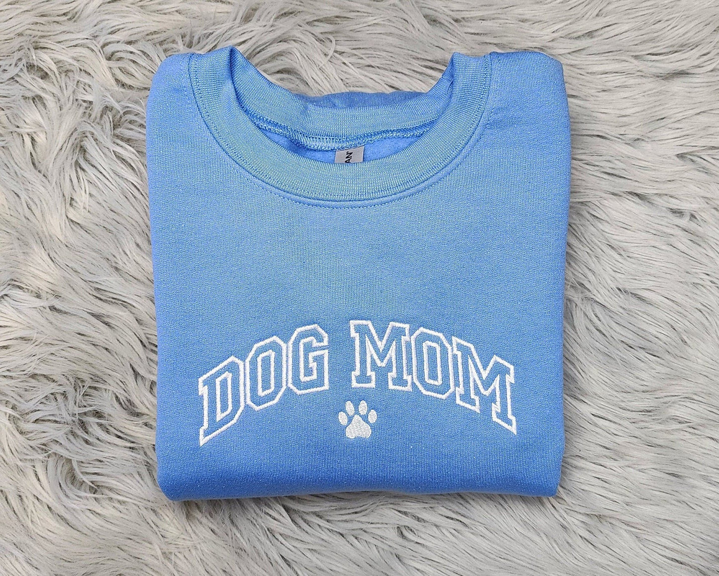 Embroidered Dog Mom Sweatshirt with Paw Print - Gift For Dog Mama - Dog Mom Crewneck or Hoodie
