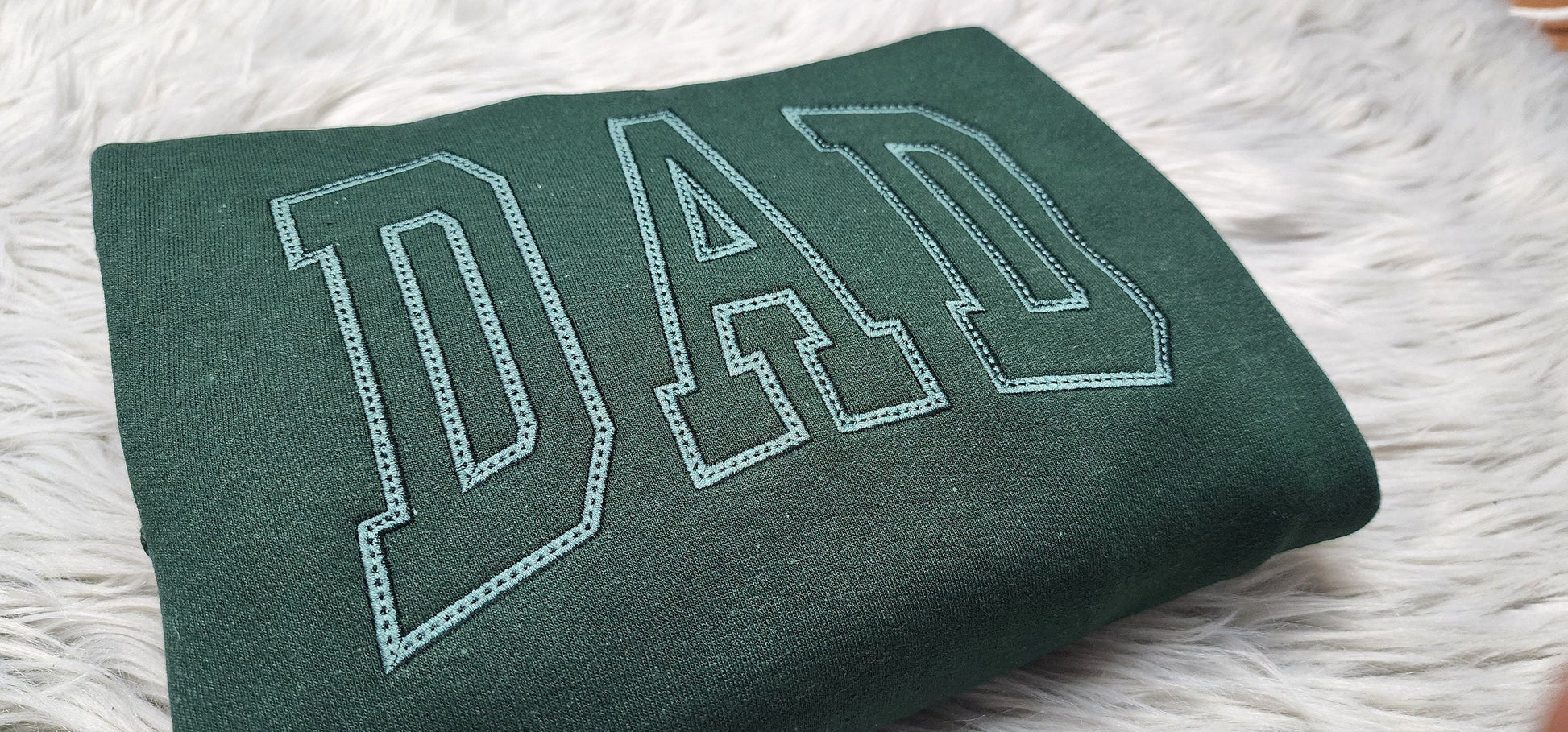Dad Varsity Lettering Embroidered Crewneck - Gift For Dad -  Best Dad Ever Unisex Crewneck or Hoodie - Add Custom Sleeve Embroidery
