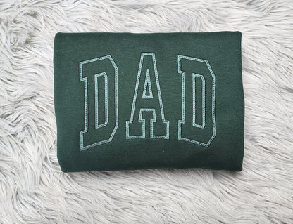 Dad Varsity Lettering Embroidered Crewneck - Gift For Dad -  Best Dad Ever Unisex Crewneck or Hoodie - Add Custom Sleeve Embroidery