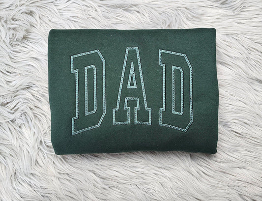 Dad Varsity Lettering Embroidered Crewneck - Gift For Dad -  Best Dad Ever Unisex Crewneck or Hoodie - Add Custom Sleeve Embroidery