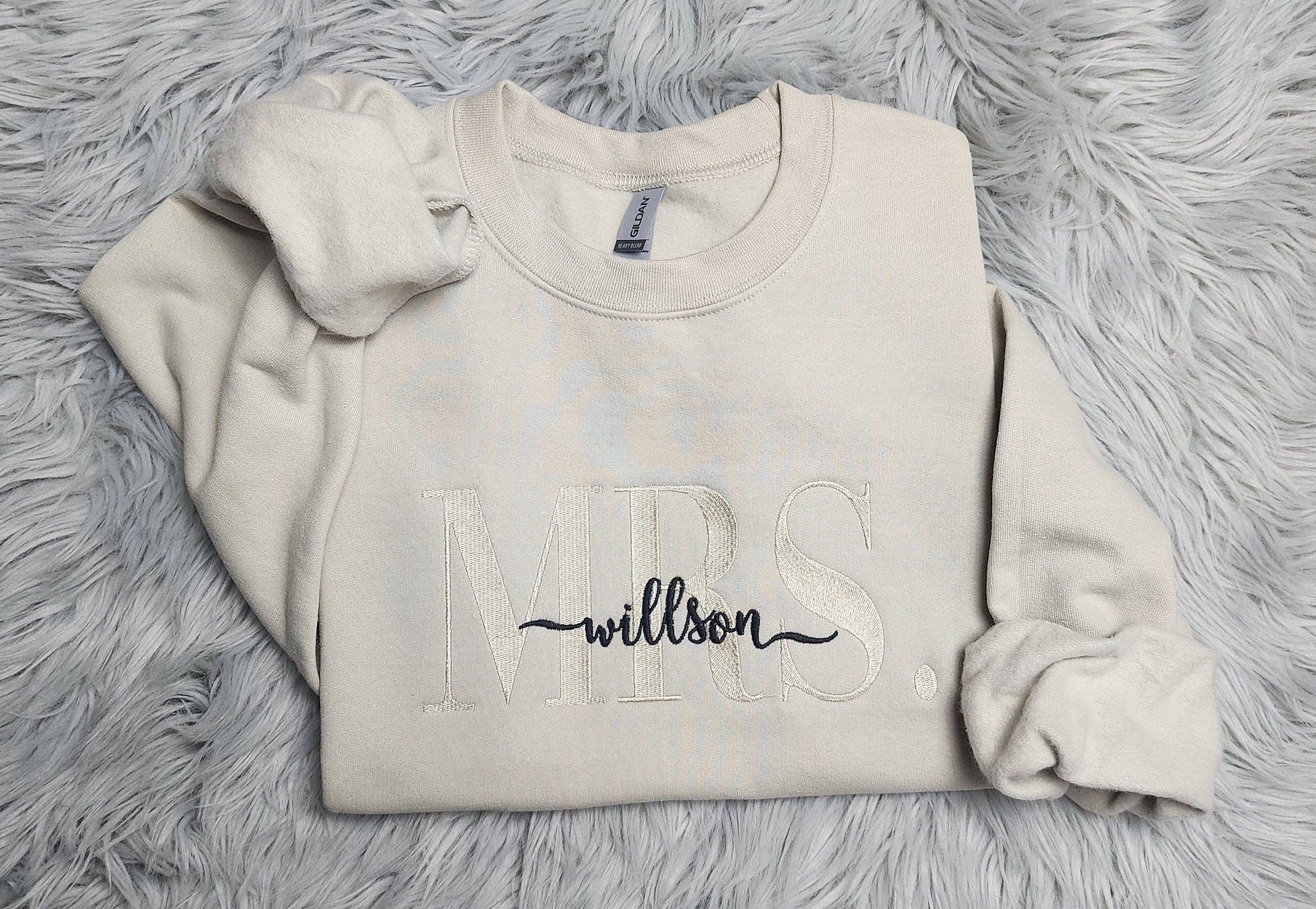 Embroidered Personalized Mrs Crewneck - Add Your Last Name - Gift For Her - Future Mrs - Personalized Wedding Gift