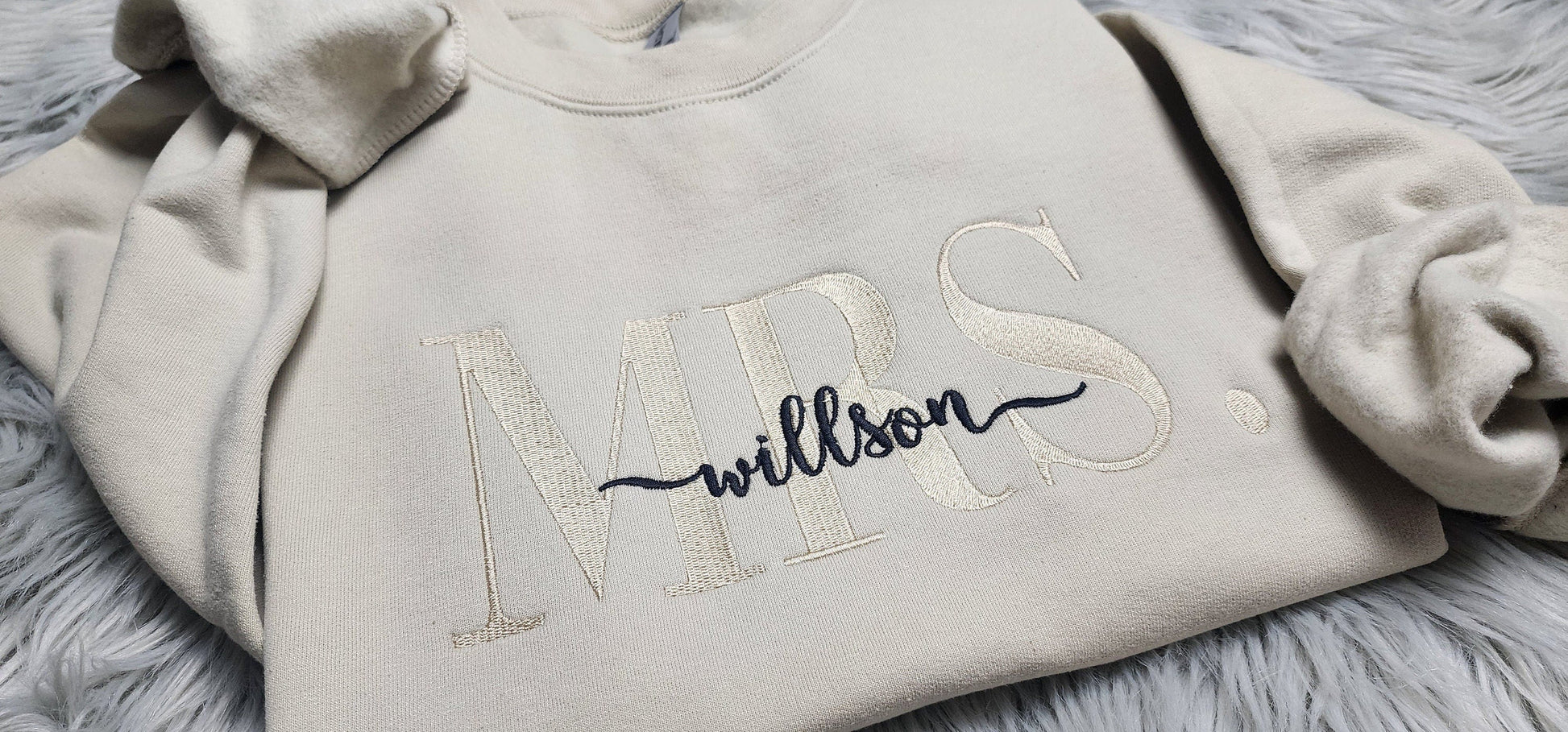 Embroidered Personalized Mrs Crewneck - Add Your Last Name - Gift For Her - Future Mrs - Personalized Wedding Gift