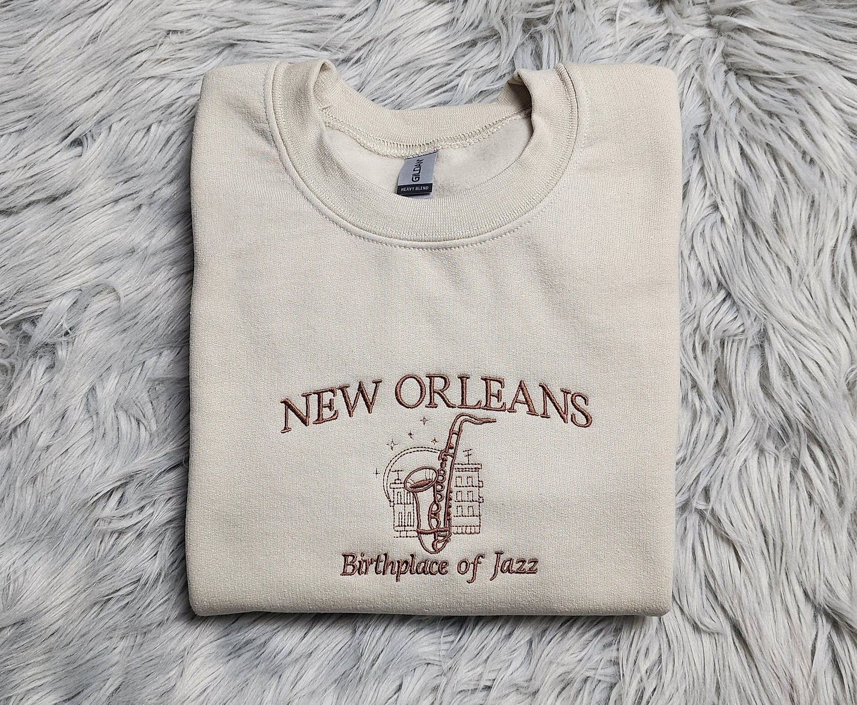 New Orleans Embroidered Crewneck - City of Jazz Shirt - Embroidered Gifts - T-Shirt - Sweatshirt - Hoodie