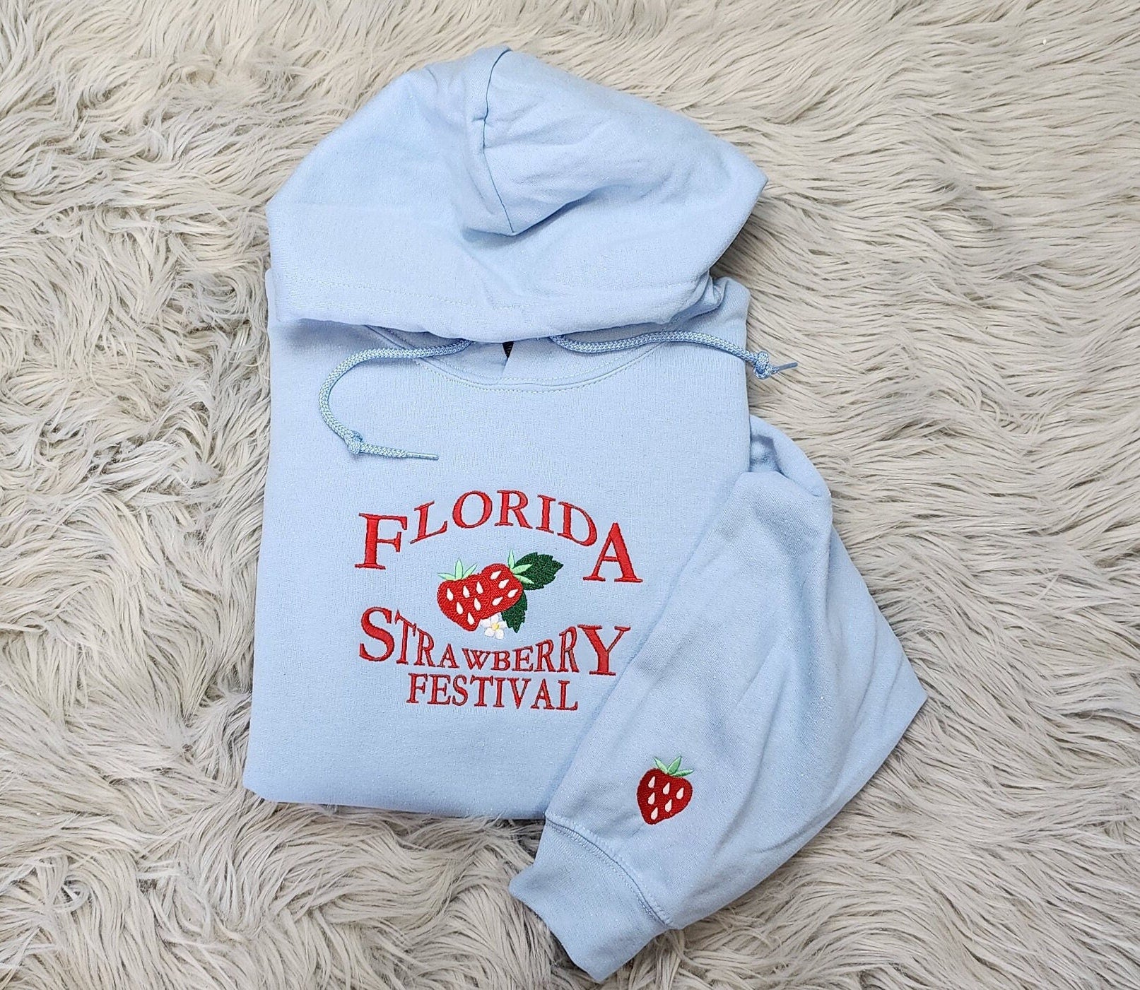 Florida Strawberry Festival Embroidered Crewneck - Florida Crewneck - Strawberry Embroidery - Sweatshirt  - T-Shirt - Hoodie