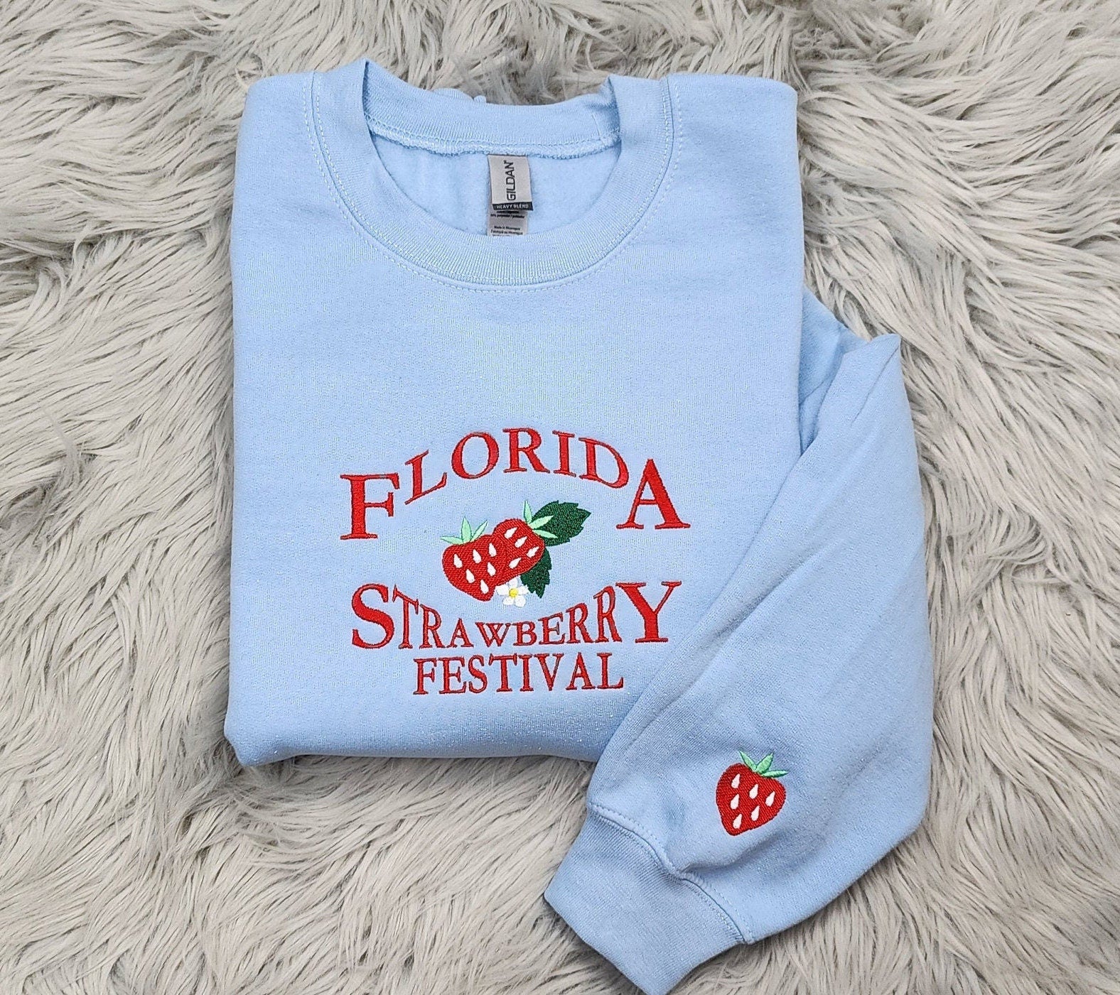 Florida Strawberry Festival Embroidered Crewneck - Florida Crewneck - Strawberry Embroidery - Sweatshirt  - T-Shirt - Hoodie