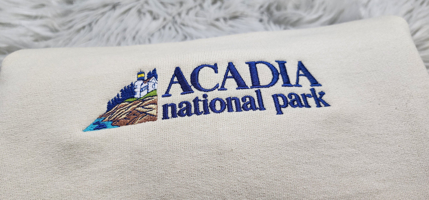 Acadia National Park Embroidered Crewneck - Maine coast - National Parks Embroidered Crewneck - T-Shirt - Sweatshirt and Hooded Sweatshirt