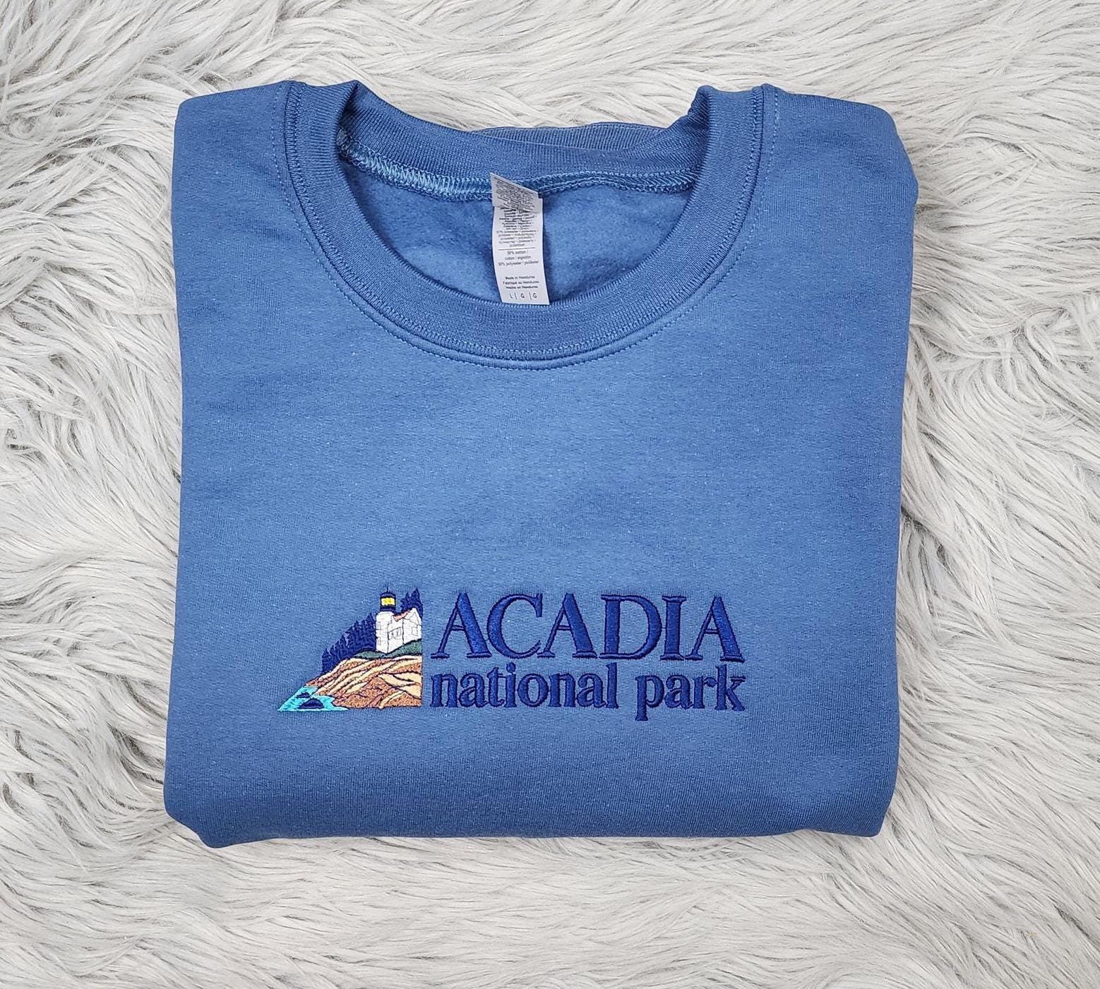 Acadia National Park Embroidered Crewneck - Maine coast - National Parks Embroidered Crewneck - T-Shirt - Sweatshirt and Hooded Sweatshirt