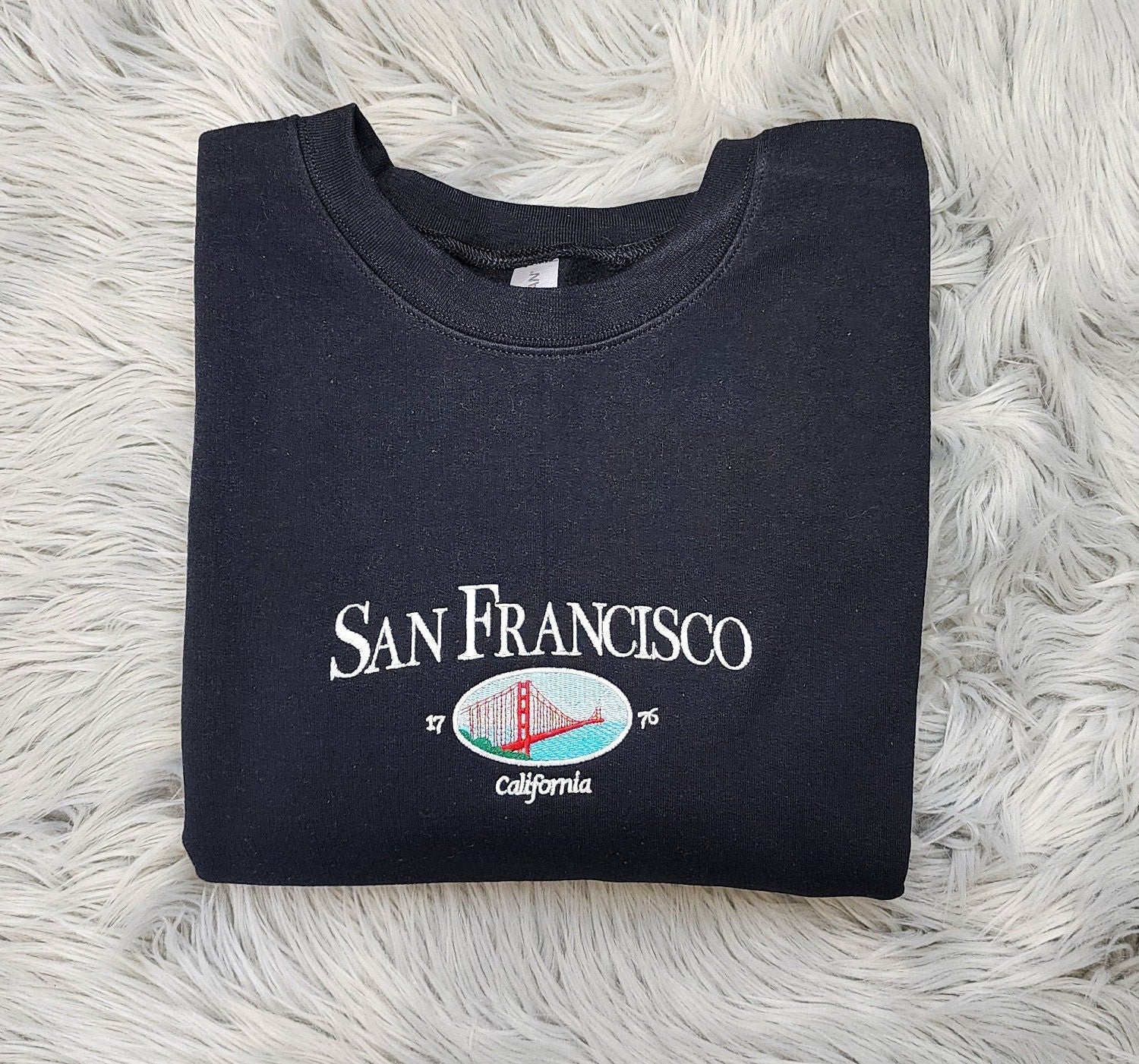 Embroidered San Francisco Golden Gate Bridge Sweatshirt - San Francisco California Unisex  Crewneck Sweatshirt or Hooded Sweatshirt