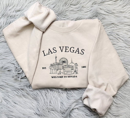 Embroidered Las Vegas Sweatshirt,  Nevada Las Vegas Unisex Sweatshirt great for men and women Sweatshirt or Hooded Sweatshirt