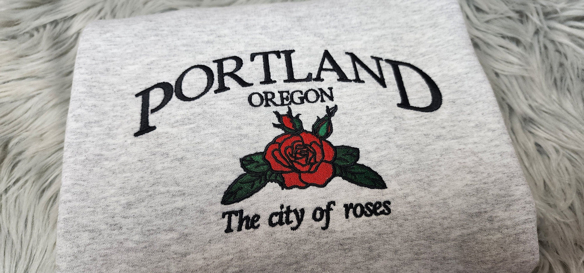Portland Oregon Embroidered Crewneck - The city of Roses Embroidery - Embroidered Gifts - T-Shirt - Sweatshirt - Hoodie