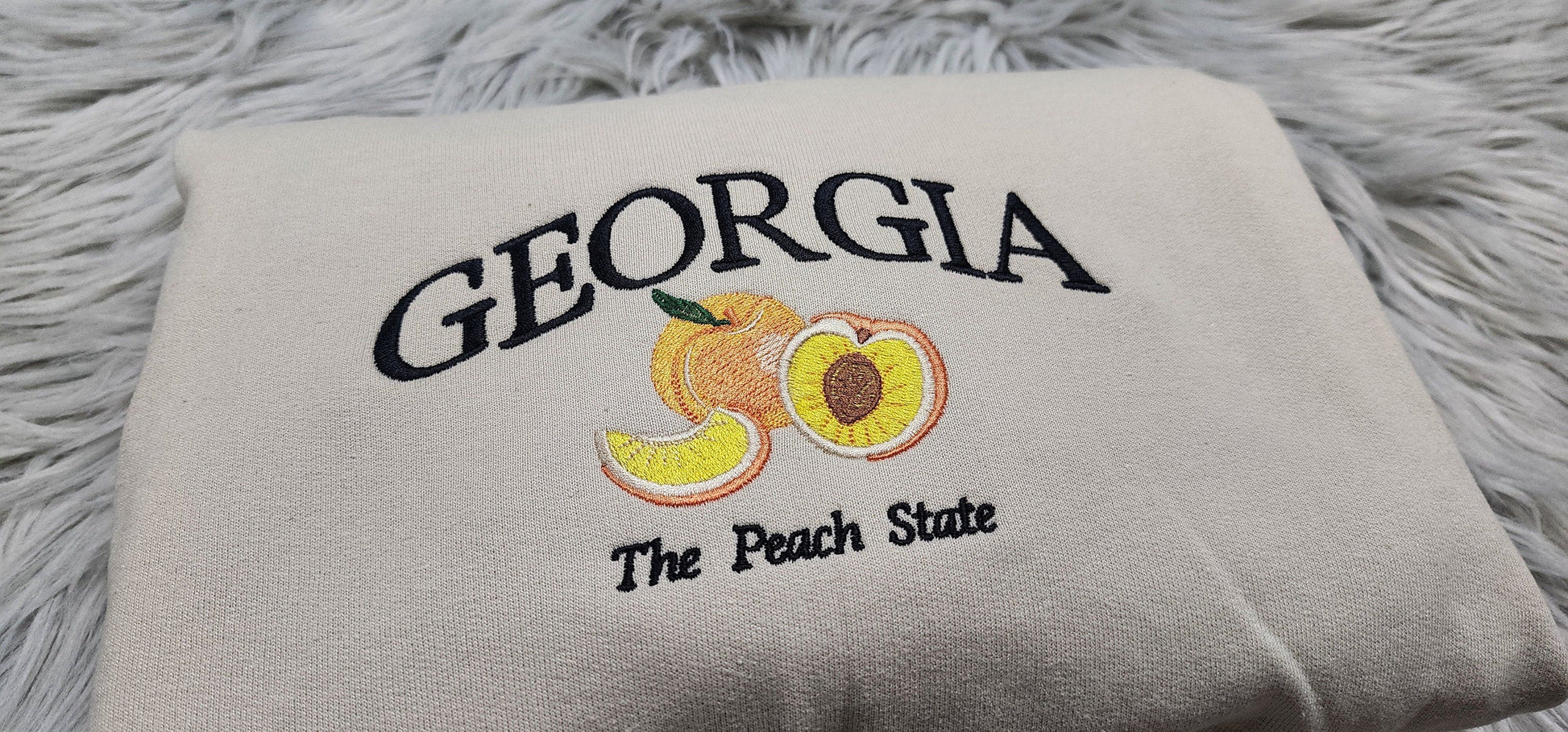 Georgia The Peach State Embroidered Crewneck - Georgia Crewneck - Crewneck T-Shirt - Sweatshirt - Hoodie