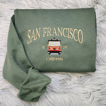 Embroidered San Francisco Sweatshirt - San Francisco California Unisex Shirt great for men and women Sweatshirt or Hooded Sweatshirt