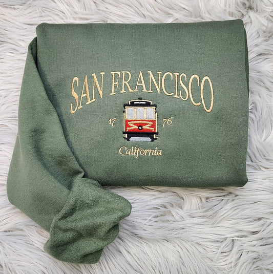 Embroidered San Francisco Sweatshirt - San Francisco California Unisex Shirt great for men and women Sweatshirt or Hooded Sweatshirt