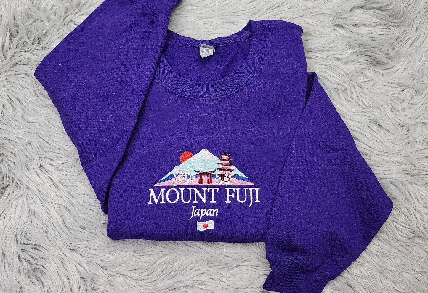 Embroidered Mount Fuji Unisex Sweatshirt, Japan Mount Fuji ,  Embroidered Sweatshirt Hooded Sweatshirt