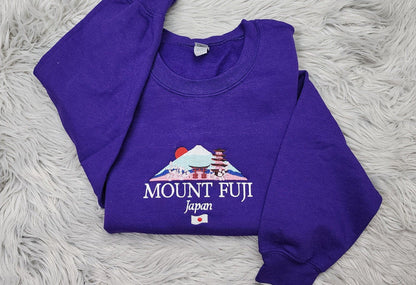 Embroidered Mount Fuji Unisex Sweatshirt, Japan Mount Fuji ,  Embroidered Sweatshirt Hooded Sweatshirt