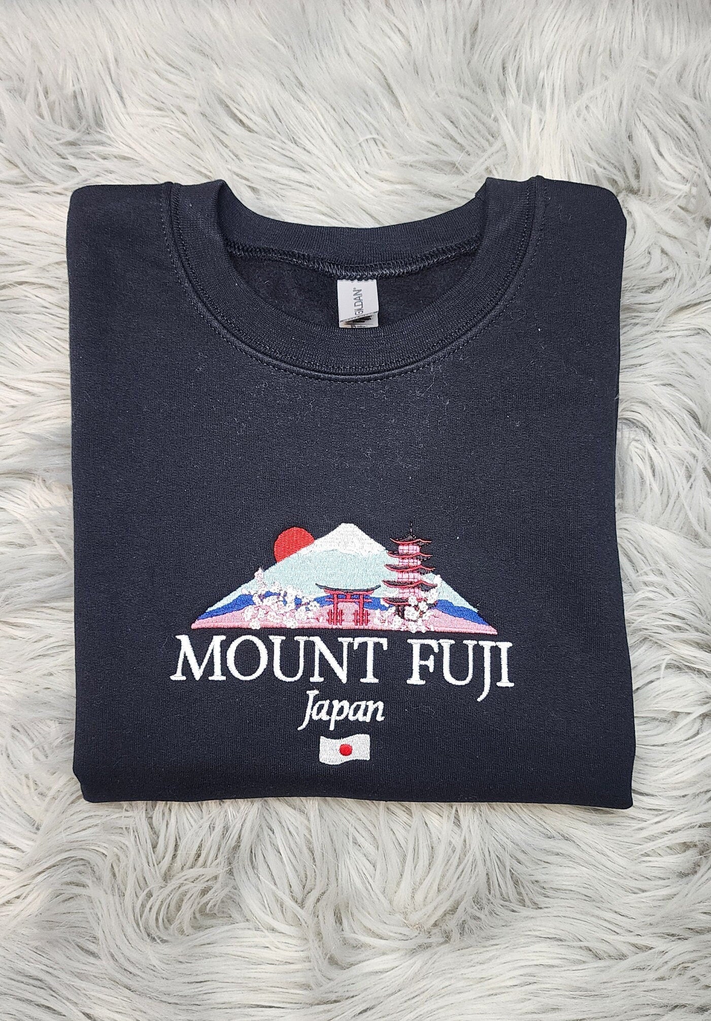 Embroidered Mount Fuji Unisex Sweatshirt, Japan Mount Fuji ,  Embroidered Sweatshirt Hooded Sweatshirt