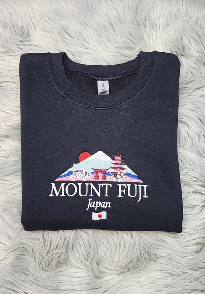 Embroidered Mount Fuji Unisex Sweatshirt, Japan Mount Fuji ,  Embroidered Sweatshirt Hooded Sweatshirt