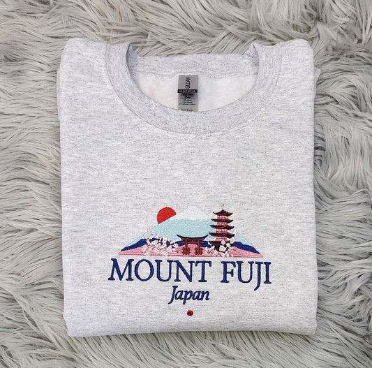 Embroidered Mount Fuji Unisex Sweatshirt, Japan Mount Fuji ,  Embroidered Sweatshirt Hooded Sweatshirt