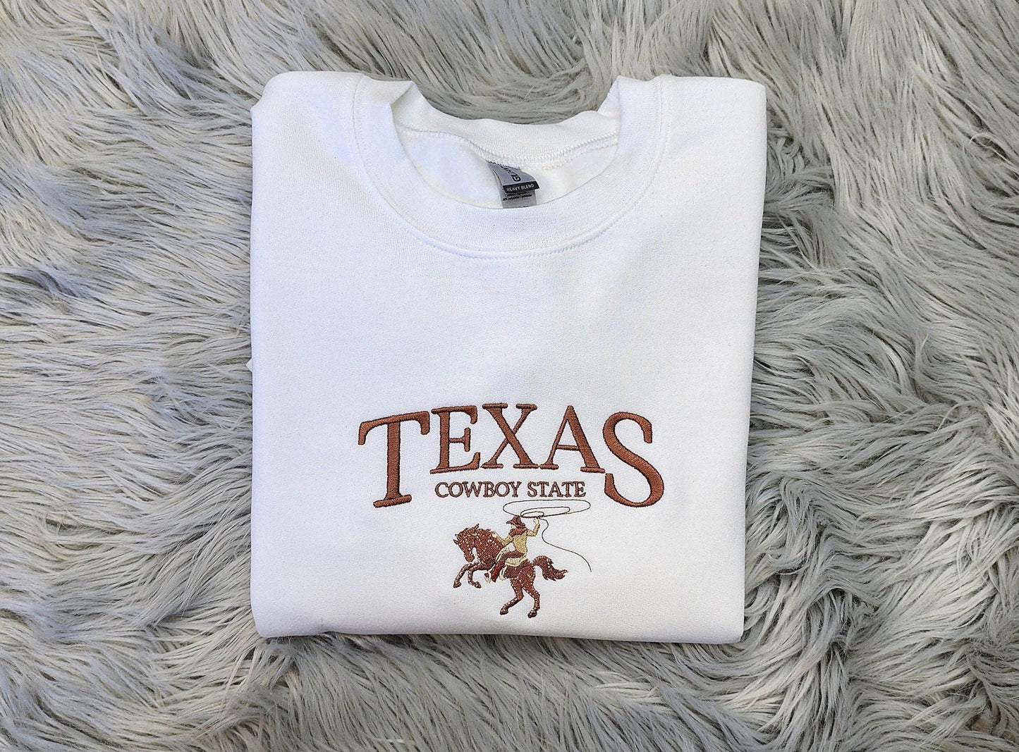Texas the Cowboy State Embroidered Crewneck - Texas Crewneck - Cowboy Shirt - Crewneck T-Shirt - Sweatshirt - Hoodie