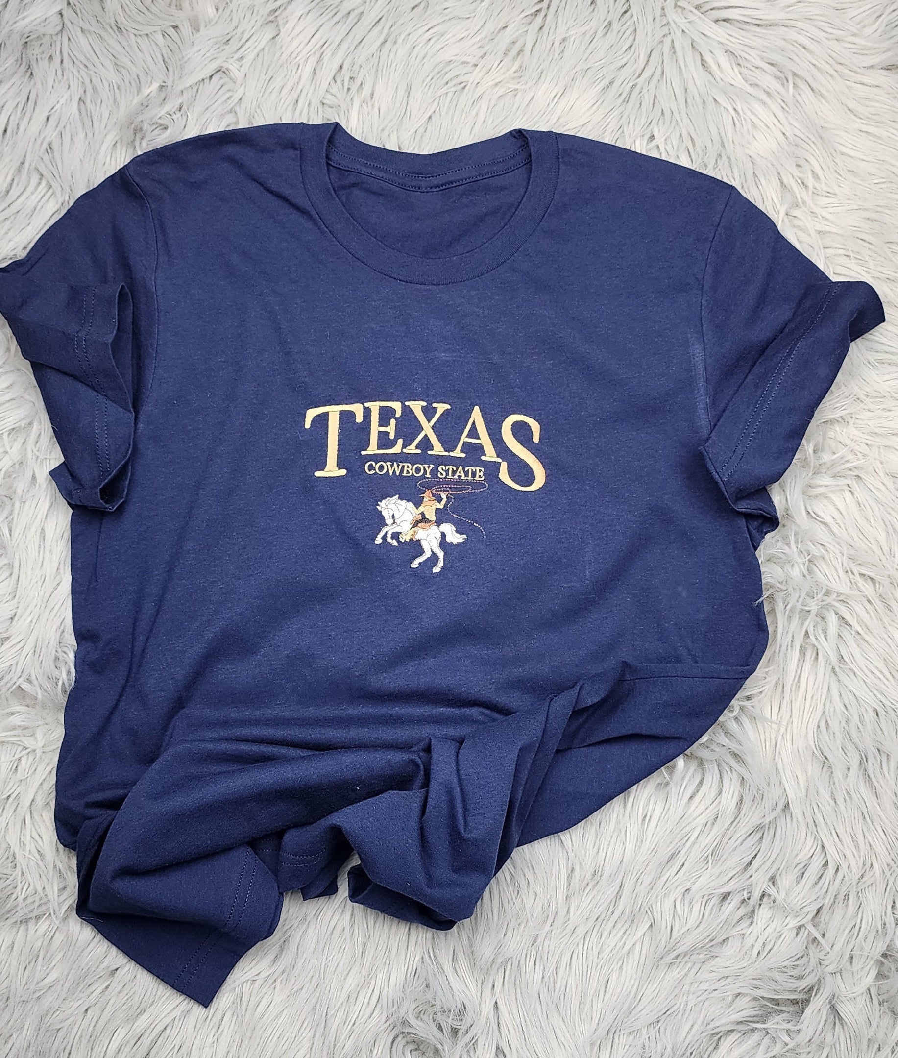 Texas the Cowboy State Embroidered Crewneck - Texas Crewneck - Cowboy Shirt - Crewneck T-Shirt - Sweatshirt - Hoodie