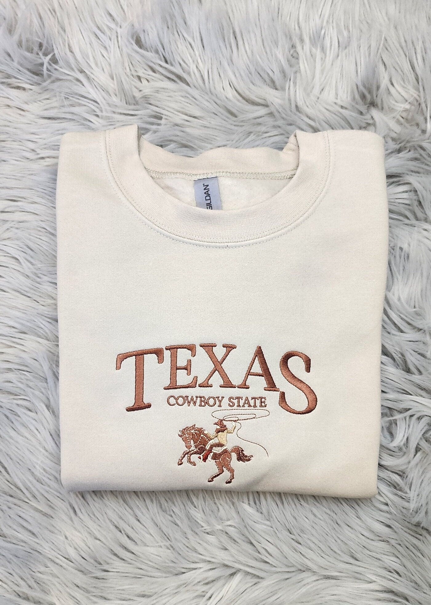 Texas the Cowboy State Embroidered Crewneck - Texas Crewneck - Cowboy Shirt - Crewneck T-Shirt - Sweatshirt - Hoodie