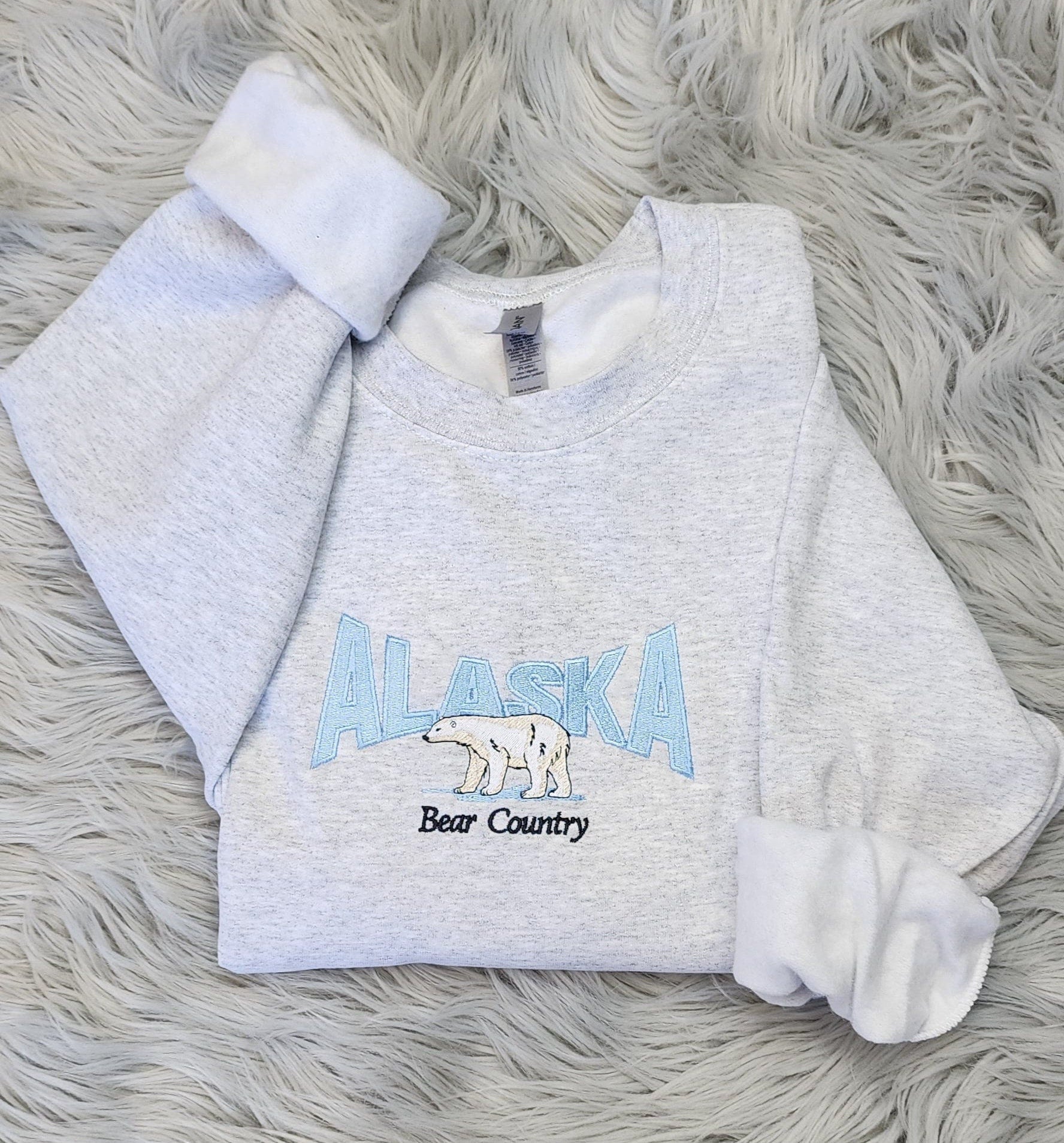 Embroidered Alaska State Sweatshirt, Embroidered Alaska Polar Bear Unisex Sweatshirt great for men and women Sweatshirt or Hooded Sweatshirt