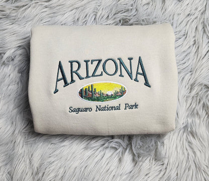 Arizona Embroidered Crewneck - Saguaro National Park Embroidered Crewneck - Embroidered Gifts - T-Shirt - Sweatshirt - Hoodie