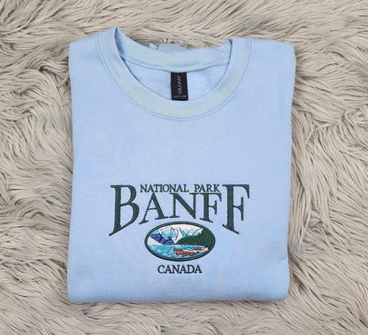 Embroidered Banff National Park Canada Unisex Sweatshirt - Canada Parks - National Parks Embroidery - Sweatshirt and Hooded Sweatshirt