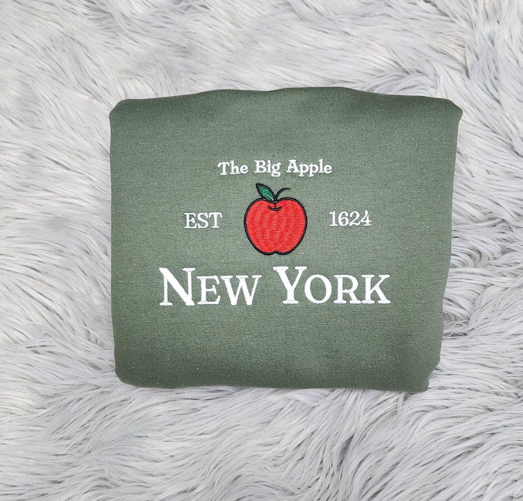 Embroidered New York Sweatshirt, The Big Apple Sweatshirt,  New York Unisex Sweatshirt  for men and women Sweatshirt or Hooded Sweatshirt
